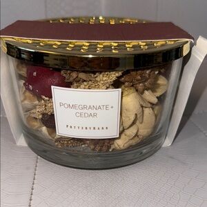 Pottery Barn Pomegranate Cedar Potpourri with Gold Lid
